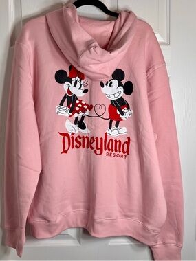 NWT Disneyland Resort Pink Mickey Minnie Valentine Heart Zip Up Hoodie Large